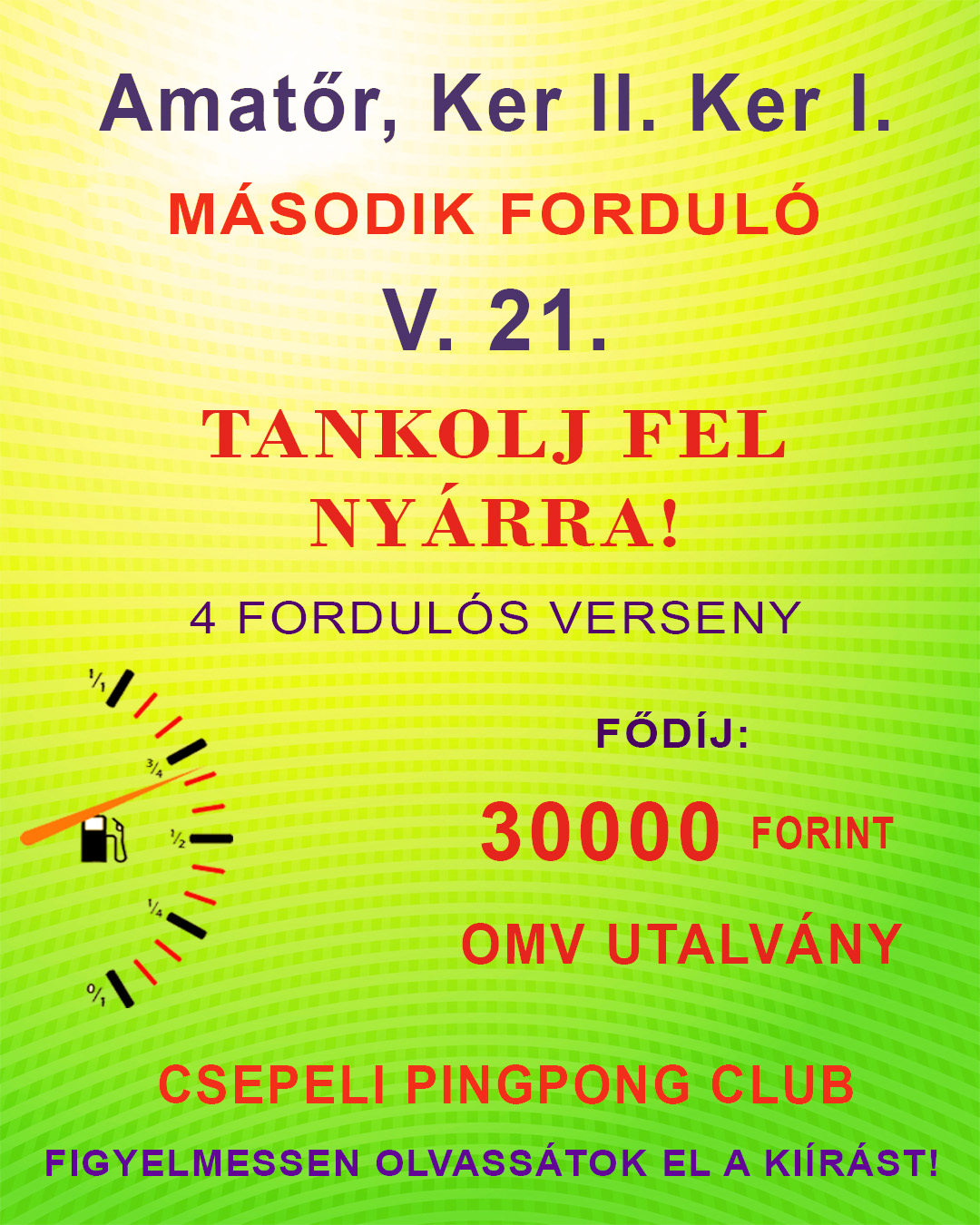 Tankolj fel nyárra - Amatőr, Ker. II.  Ker. I.  Megye B, C - / 2.