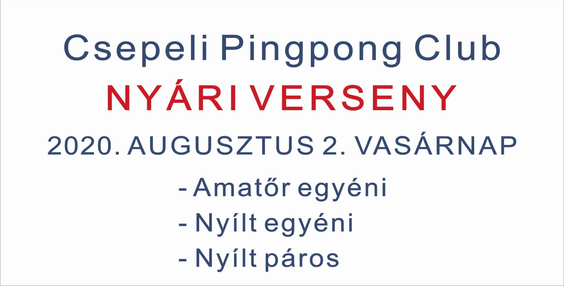 Csepeli Pingpong Club Nyári Verseny